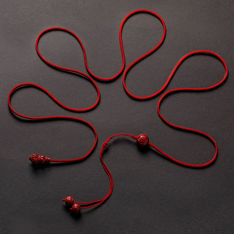 Nimara Ritual Natural Cinnabar Chinese Zodiac Gourd Calm Blessing Red String Belly Chain
