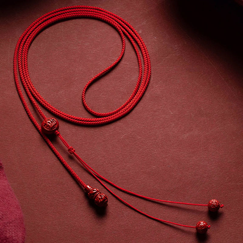 Nimara Ritual Natural Cinnabar Chinese Zodiac Gourd Calm Blessing Red String Belly Chain