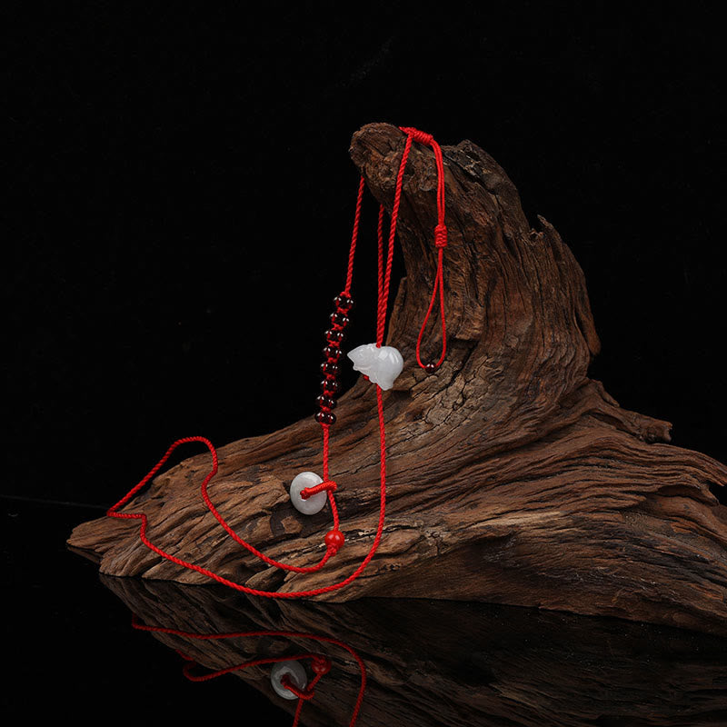 Nimara Ritual Chinese Zodiac Natural Garnet Peace Buckle Blessing Red String Belly Chain