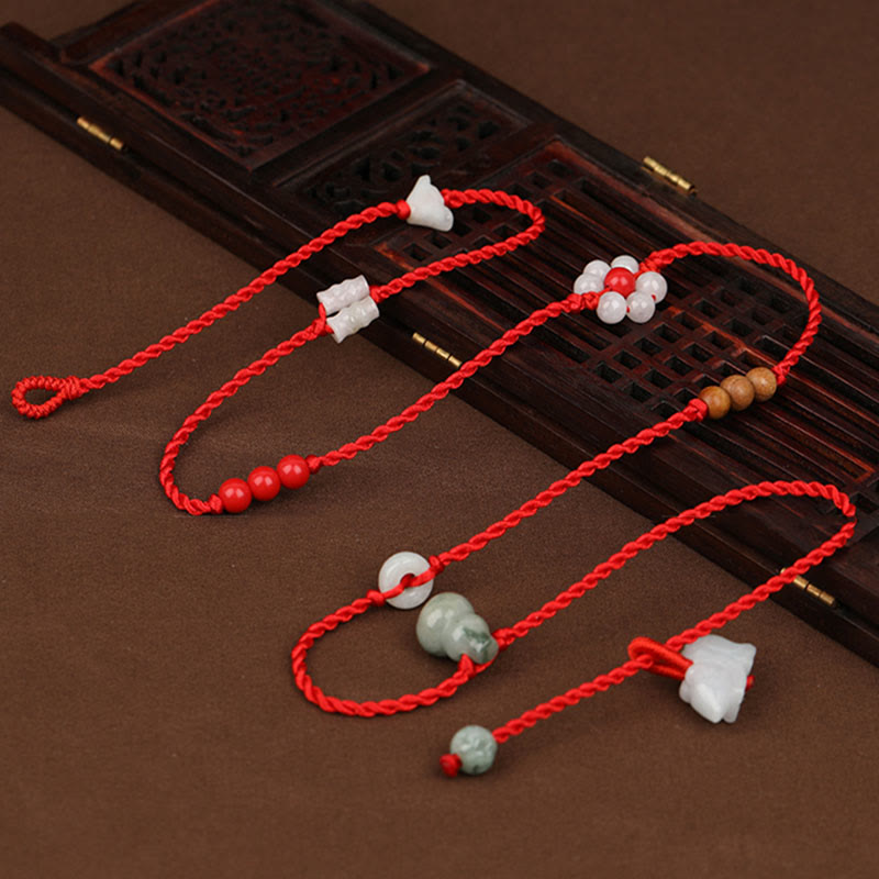 Nimara Ritual Chinese Zodiac Peach Wood Blessing Red String Belly Chain