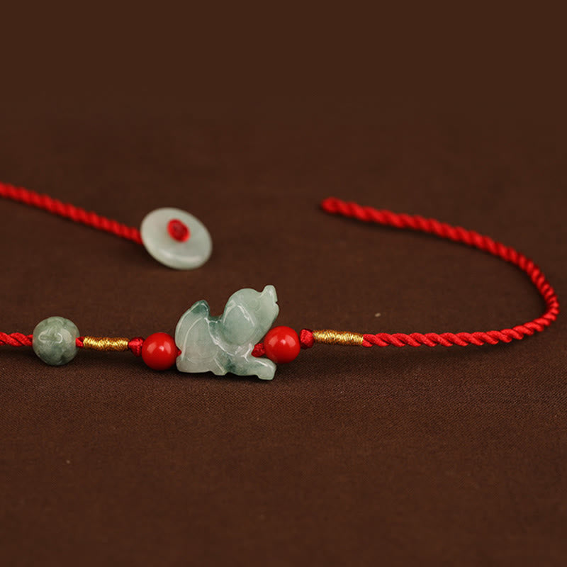 Nimara Ritual Jade Peace Buckle Blessing Red String Belly Chain