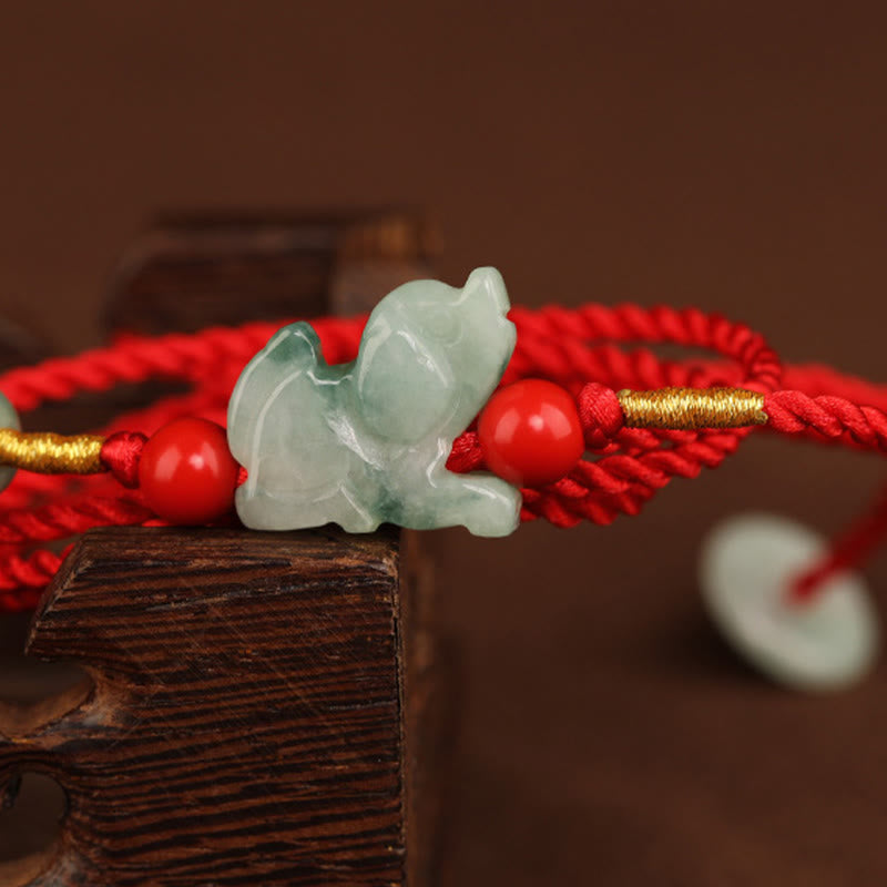 Nimara Ritual Jade Peace Buckle Blessing Red String Belly Chain