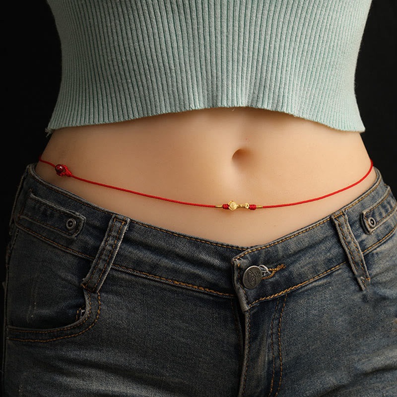 Nimara Ritual 999 Solid Gold Red String Belly Chain