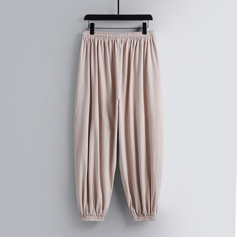 Nimara Ritual Cross-Collars Cropped Bloomers Cotton Tang Suit Hanfu Top Pants Clothing Men's Set