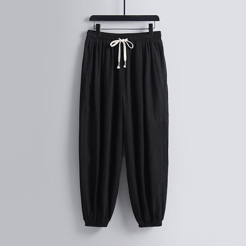 Nimara Ritual Cross-Collars Cropped Bloomers Cotton Tang Suit Hanfu Top Pants Clothing Men's Set