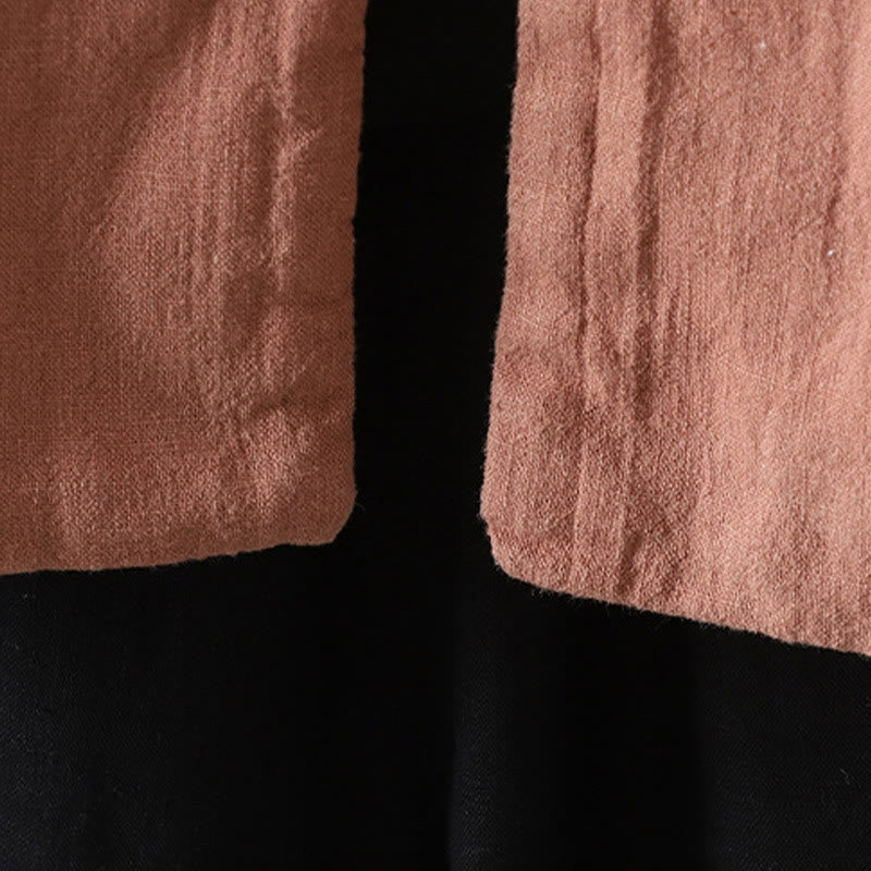 Nimara Ritual Solid Color Casual Frog-button Turtleneck Cotton Linen Women's Jacket Clothing