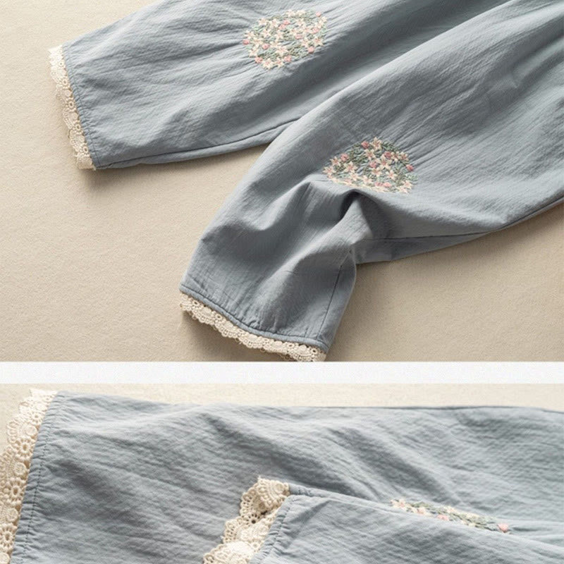 Nimara Ritual Casual Lace Trim Embroidered Harem Pants With Pockets