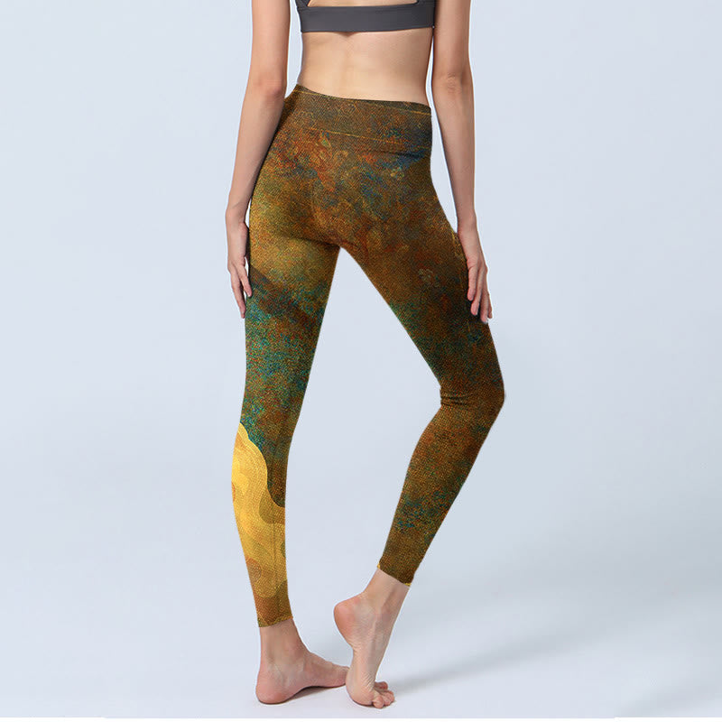 Nimara Ritual Auspicious Clouds Print Lycra Fabric Fitness Leggings Women's Yoga Pants