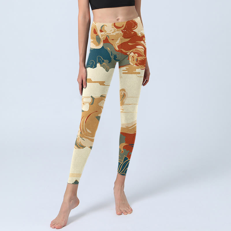 Nimara Ritual Colorful Clouds Print Fitness Leggings Women's Yoga Pants