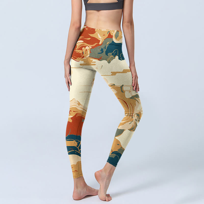 Nimara Ritual Colorful Clouds Print Fitness Leggings Women's Yoga Pants