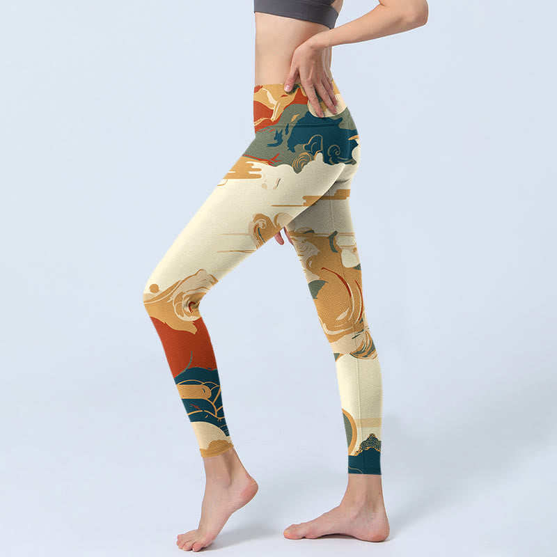 Nimara Ritual Colorful Clouds Print Fitness Leggings Women's Yoga Pants