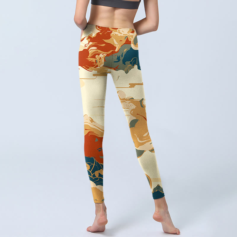 Nimara Ritual Colorful Clouds Print Fitness Leggings Women's Yoga Pants