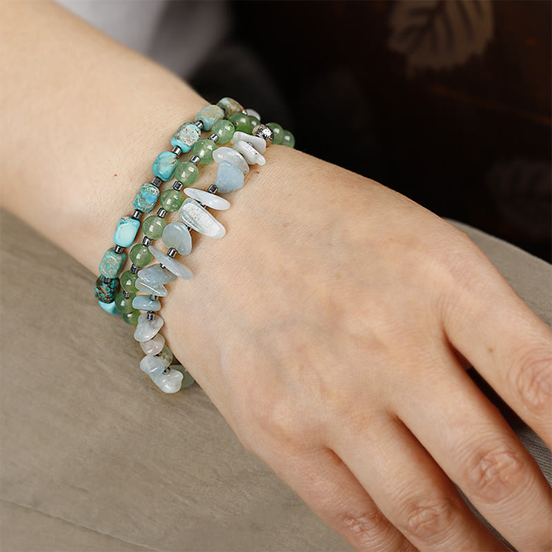 Nimara Ritual Green Emperor Stone Green Aventurine Happiness Triple Wrap Bracelet