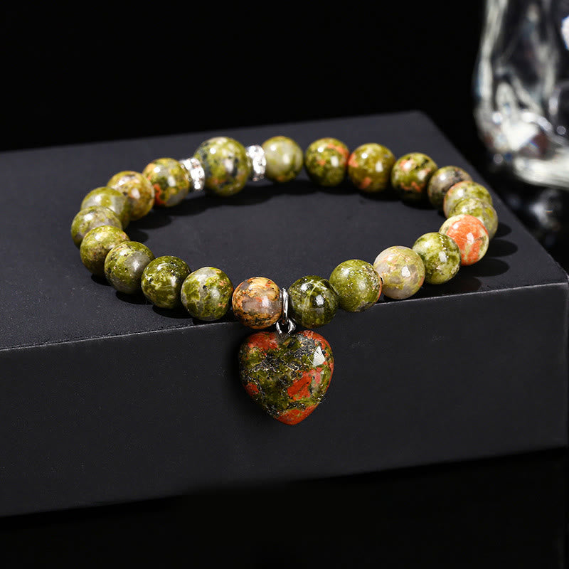 Nimara Ritual Various Crystal Green Aventurine Love Heart Balance Bracelet