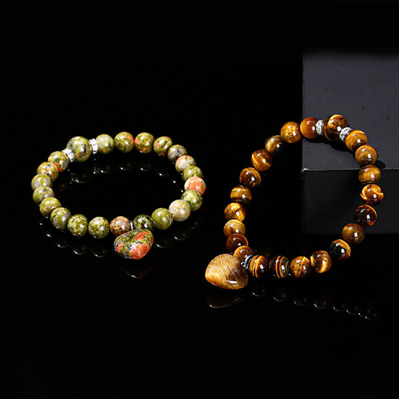 Nimara Ritual Various Crystal Green Aventurine Love Heart Balance Bracelet