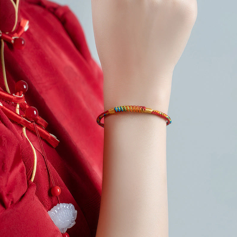 Nimara Ritual Multicolor Red String Alloy 925 Sterling Silver Buckle Protection Bracelet