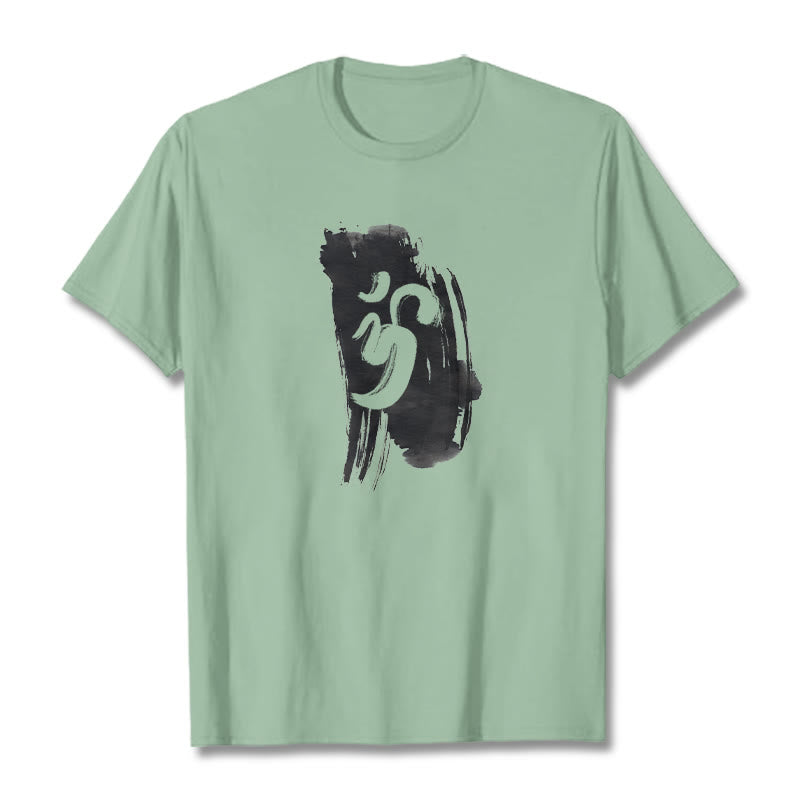 Nimara Ritual OM Ink Background Cotton Tee T-shirt