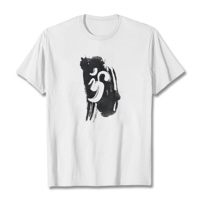 Nimara Ritual OM Ink Background Cotton Tee T-shirt