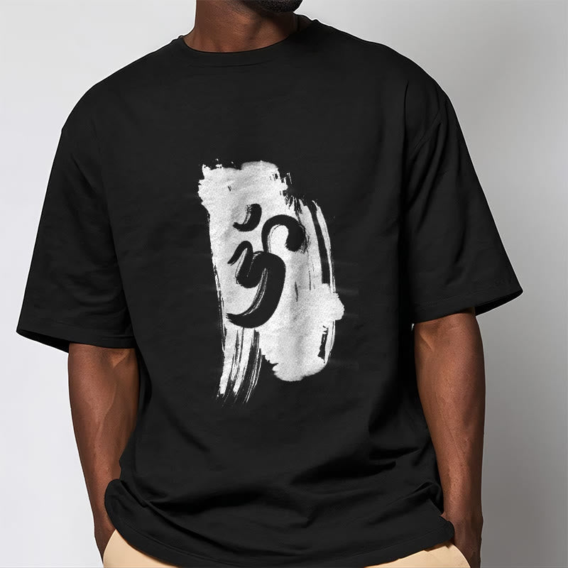 Nimara Ritual OM Ink Background Cotton Tee T-shirt