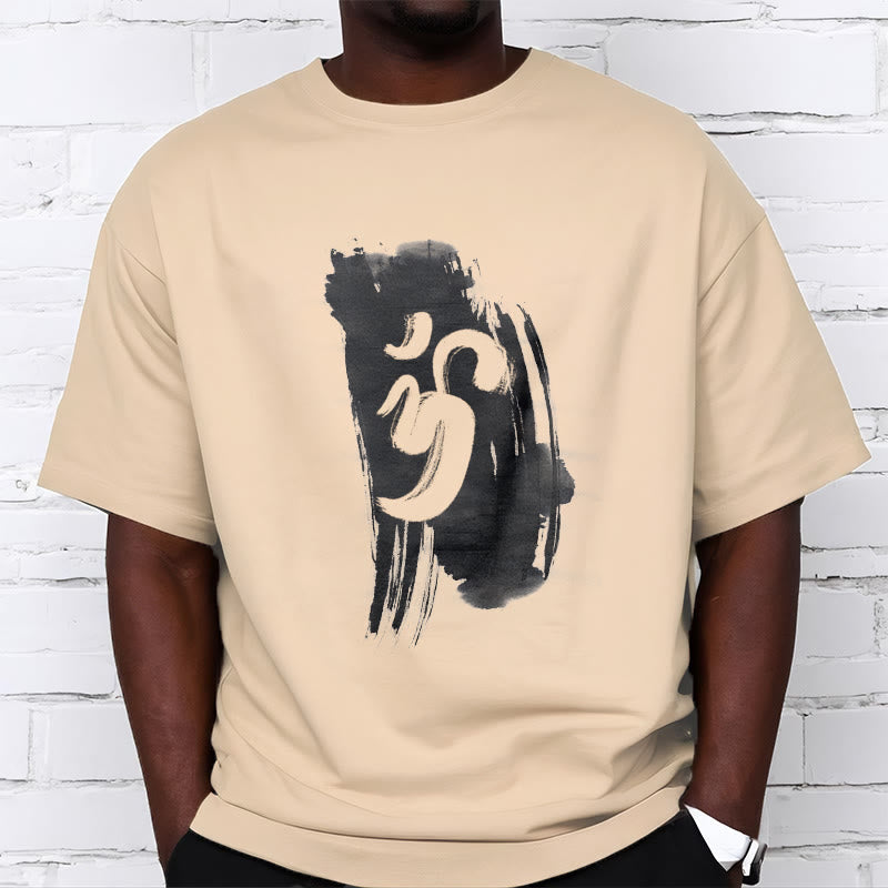 Nimara Ritual OM Ink Background Cotton Tee T-shirt