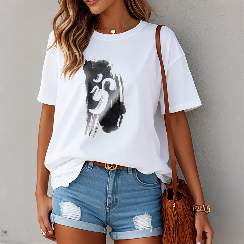 Nimara Ritual OM Ink Background Cotton Tee T-shirt