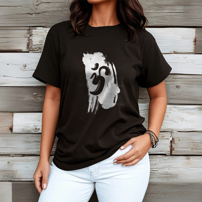 Nimara Ritual OM Ink Background Cotton Tee T-shirt