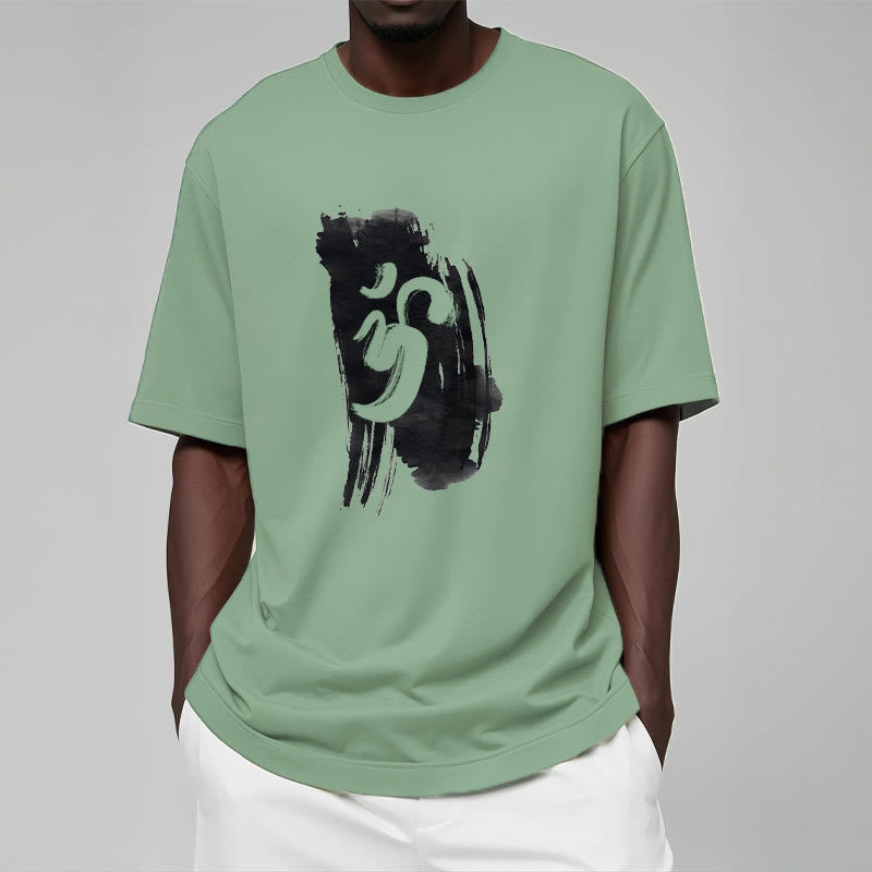 Nimara Ritual OM Ink Background Cotton Tee T-shirt