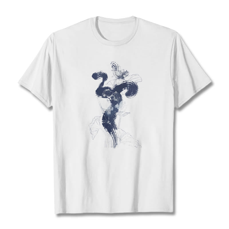 Nimara Ritual OM Lotus Flower Background Cotton Tee T-shirt