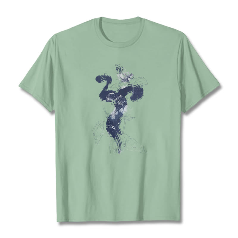 Nimara Ritual OM Lotus Flower Background Cotton Tee T-shirt