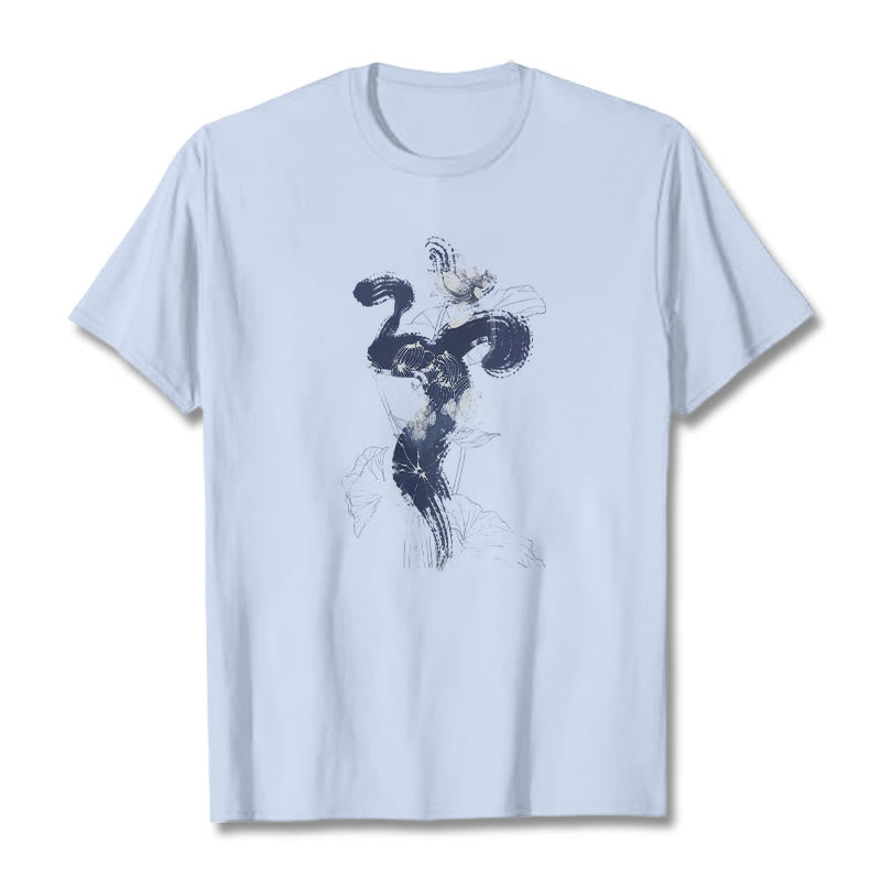 Nimara Ritual OM Lotus Flower Background Cotton Tee T-shirt