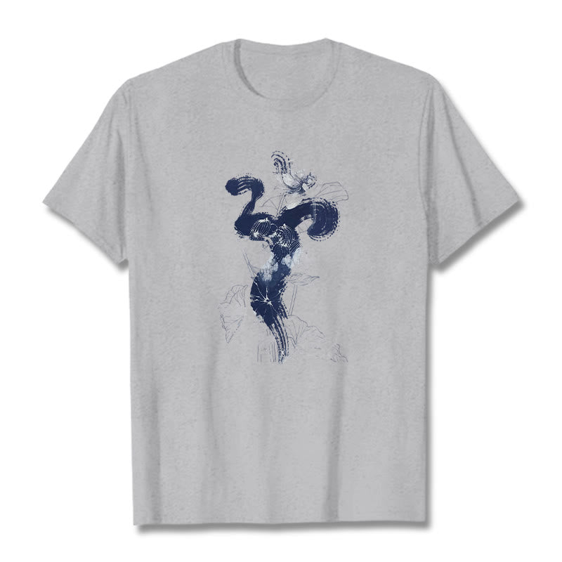 Nimara Ritual OM Lotus Flower Background Cotton Tee T-shirt