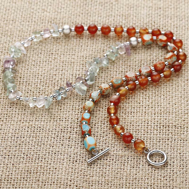 Nimara Ritual Fluorite Red Agate Emperor Stone Power Triple Wrap Bracelet