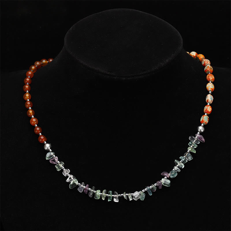 Nimara Ritual Fluorite Red Agate Emperor Stone Power Triple Wrap Bracelet