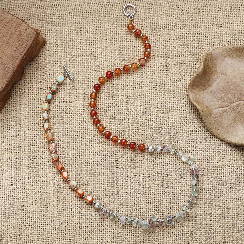 Nimara Ritual Fluorite Red Agate Emperor Stone Power Triple Wrap Bracelet
