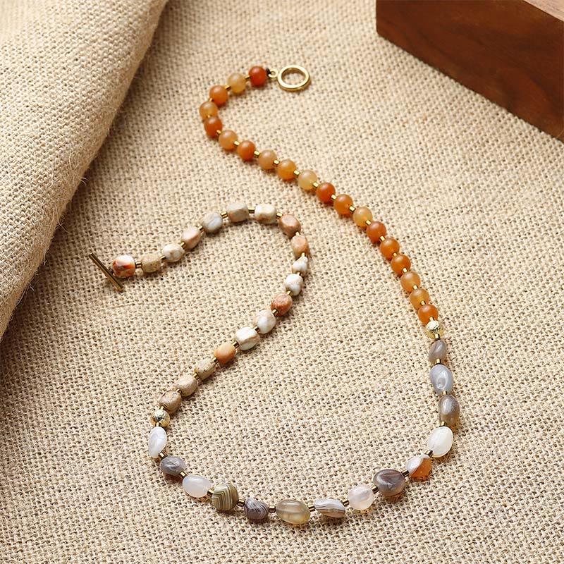Nimara Ritual Botswana Agate Red Agate Emperor Stone Creativity Triple Wrap Bracelet
