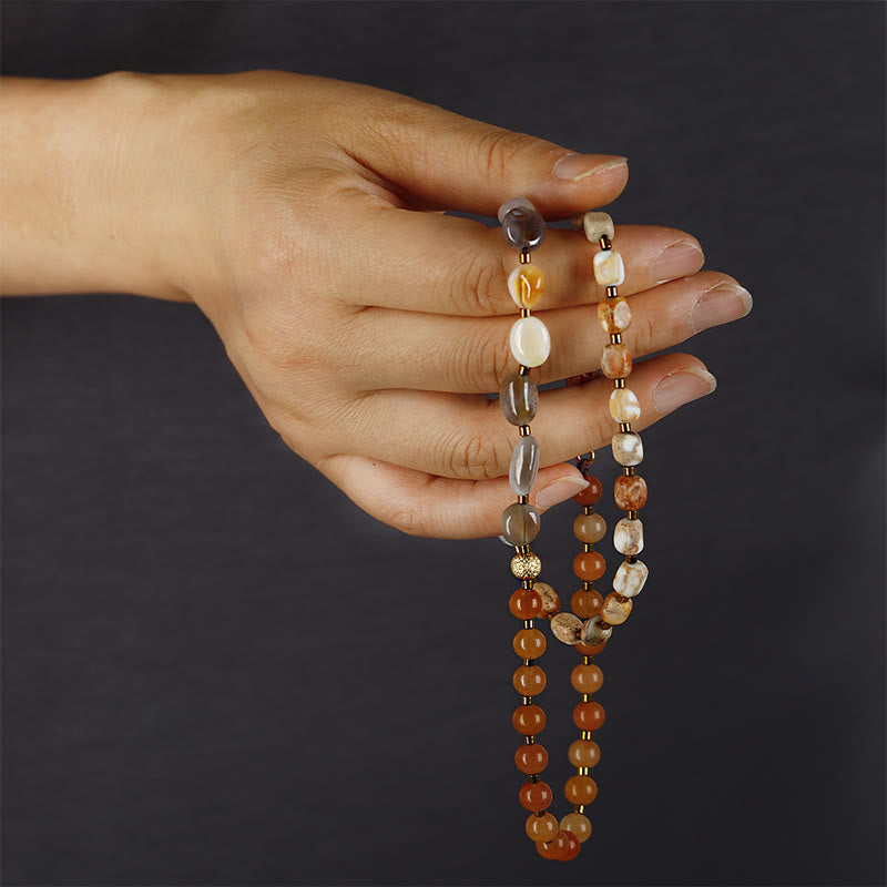 Nimara Ritual Botswana Agate Red Agate Emperor Stone Creativity Triple Wrap Bracelet