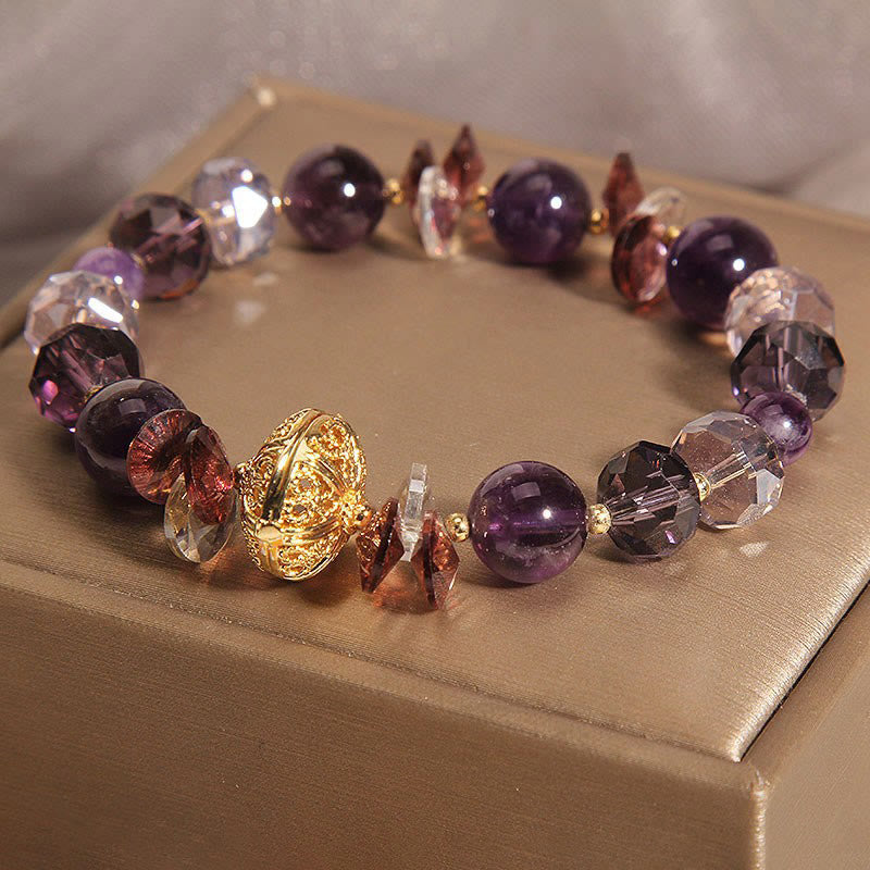 Nimara Ritual Amethyst Red Crystal White Crystal Pumpkin Inner Peace And Healing Bracelet