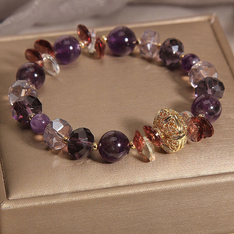 Nimara Ritual Amethyst Red Crystal White Crystal Pumpkin Inner Peace And Healing Bracelet