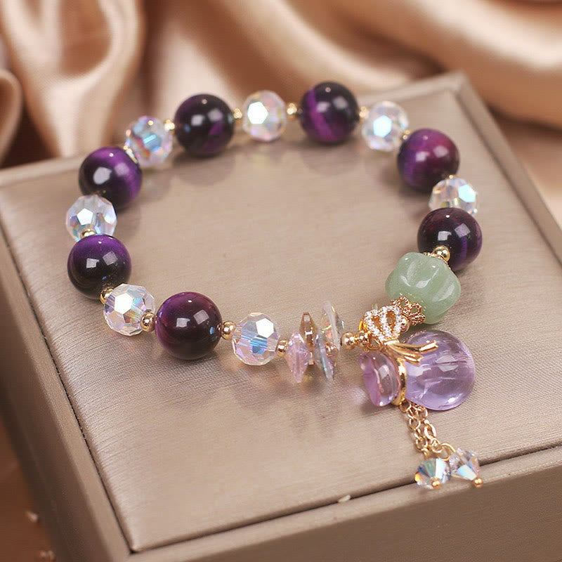 Nimara Ritual Purple Tiger Eye White Crystal Amethyst Jade Bravery Bracelet