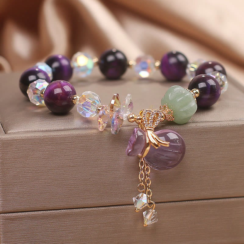 Nimara Ritual Purple Tiger Eye White Crystal Amethyst Jade Bravery Bracelet