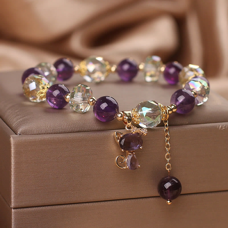 Nimara Ritual Amethyst White Crystal Fox Meditation Bracelet