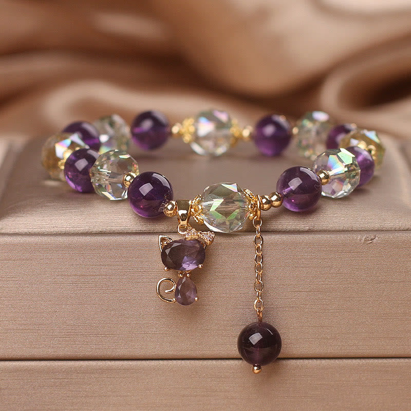 Nimara Ritual Amethyst White Crystal Fox Meditation Bracelet