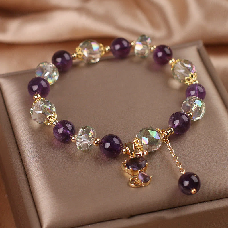 Nimara Ritual Amethyst White Crystal Fox Meditation Bracelet