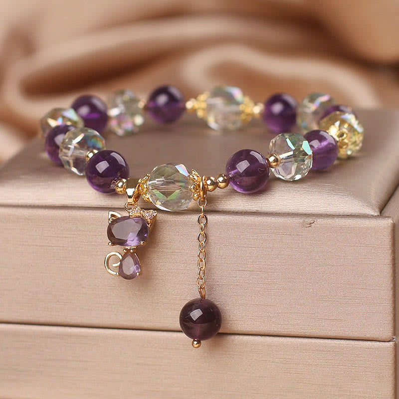 Nimara Ritual Amethyst White Crystal Fox Meditation Bracelet