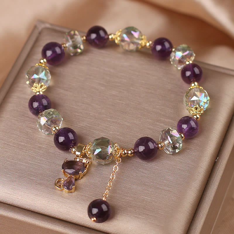 Nimara Ritual Amethyst White Crystal Fox Meditation Bracelet