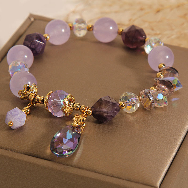 Nimara Ritual Amethyst White Crystal Drop Meditation Bracelet