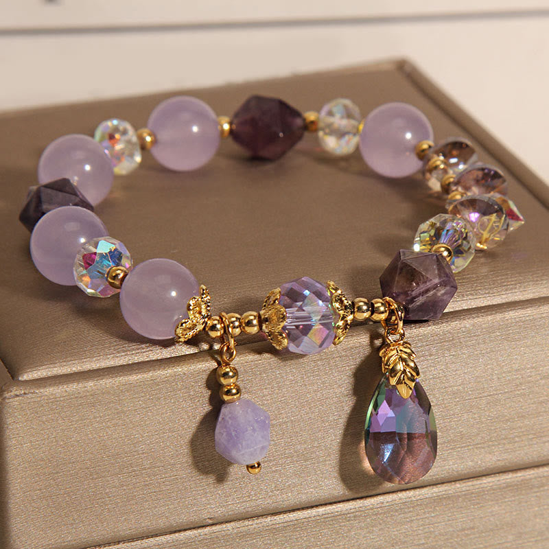 Nimara Ritual Amethyst White Crystal Drop Meditation Bracelet