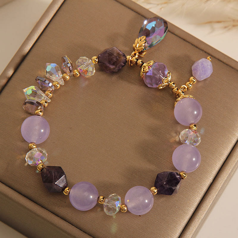 Nimara Ritual Amethyst White Crystal Drop Meditation Bracelet