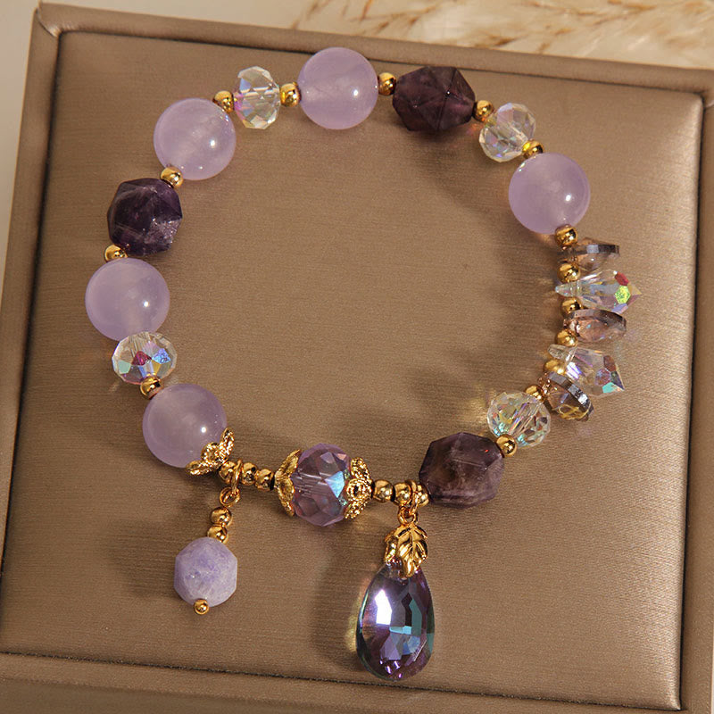 Nimara Ritual Amethyst White Crystal Drop Meditation Bracelet