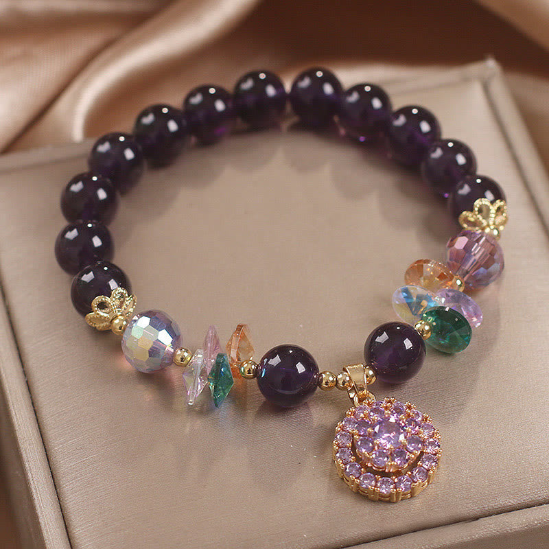 Nimara Ritual Amethyst Green Crystal Citrine White Crystal Spiritual Awareness Bracelet